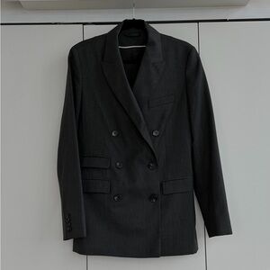 COS Double Breasted Dark Grey Longline Blazer Size 36 S